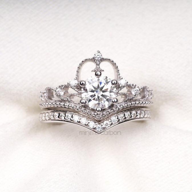 Queen Crown Ring Set - Minimal Carbon