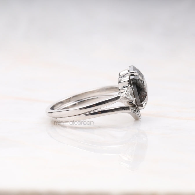 salt and pepper hexagon cut diamond