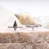 Kite Cut Salt And Pepper Diamond Curved Wedding Band