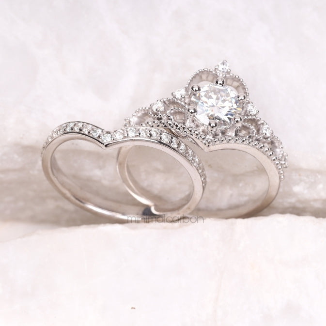 Queen Crown Ring Set - Minimal Carbon