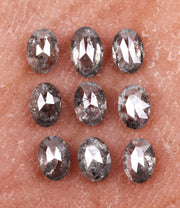 1.11 CT, 4.0 x 2.5 mm Salt and Pepper Oval Cut Diamonds