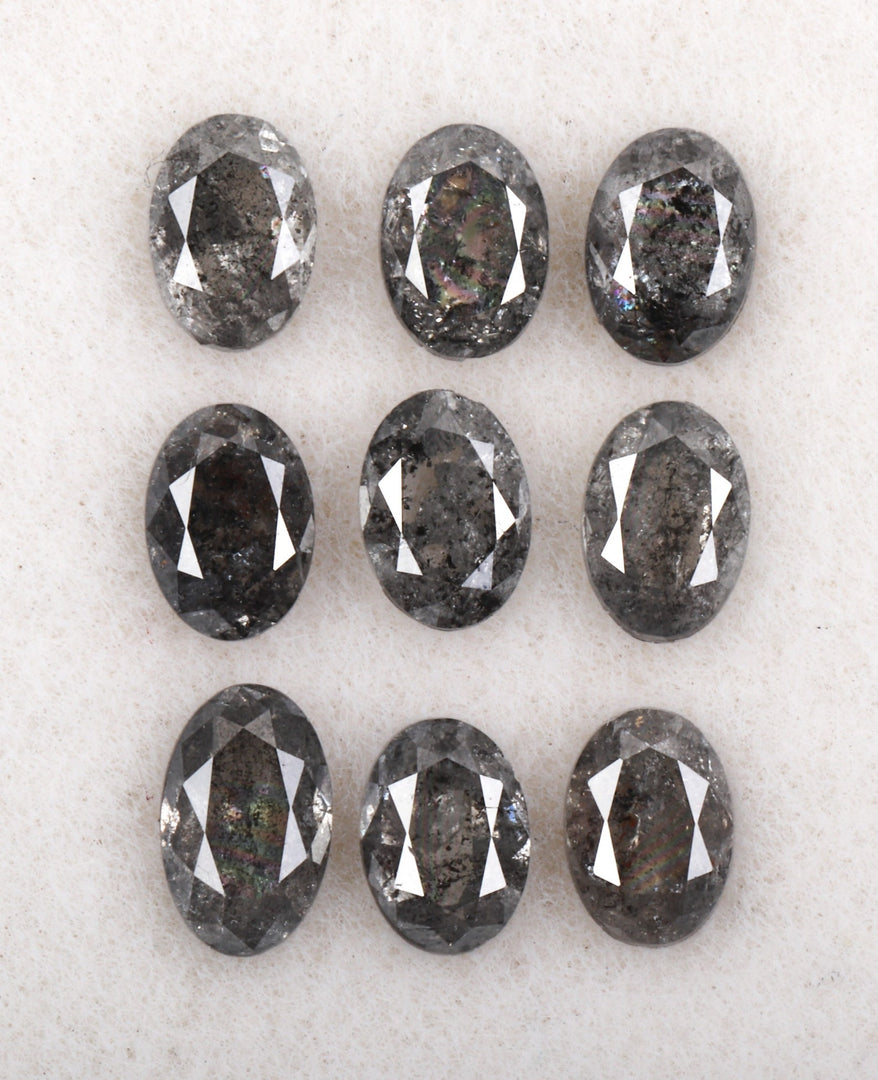 1.11 CT, 4.0 x 2.5 mm Salt and Pepper Oval Cut Diamonds