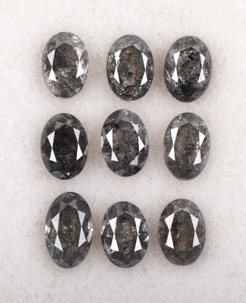 1.11 CT, 4.0 x 2.5 mm Salt and Pepper Oval Cut Diamonds