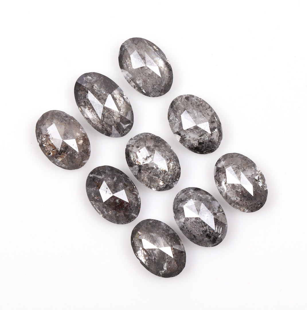 1.11 CT, 4.0 x 2.5 mm Salt and Pepper Oval Cut Diamonds