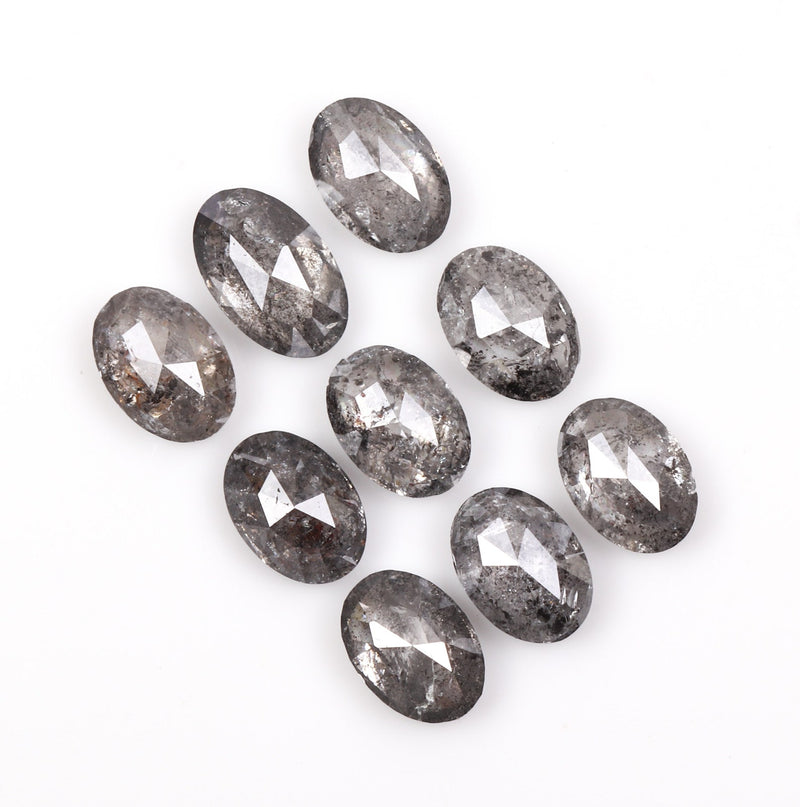 1.11 CT, 4.0 x 2.5 mm Salt and Pepper Oval Cut Diamonds