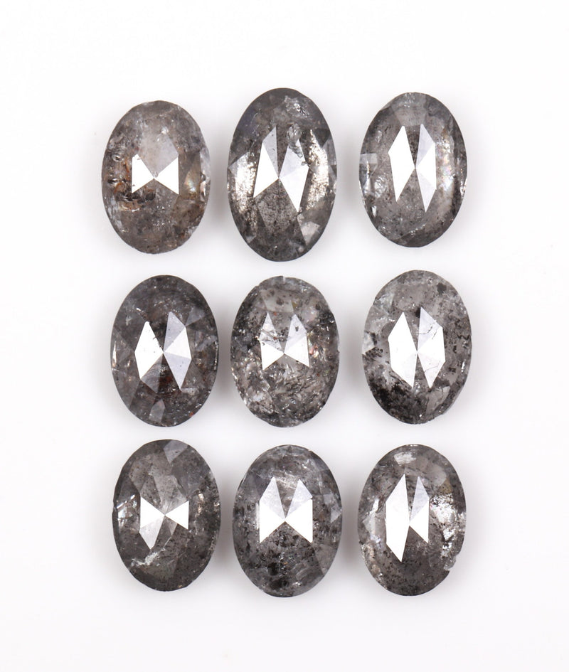 1.11 CT, 4.0 x 2.5 mm Salt and Pepper Oval Cut Diamonds