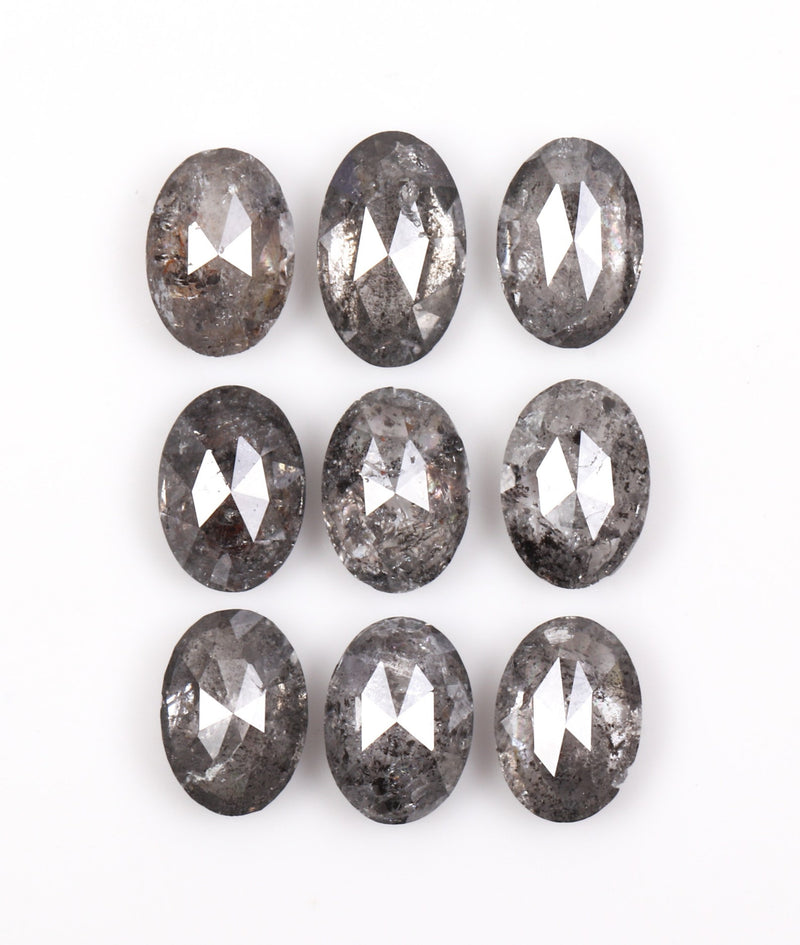 1.11 CT, 4.0 x 2.5 mm Salt and Pepper Oval Cut Diamonds