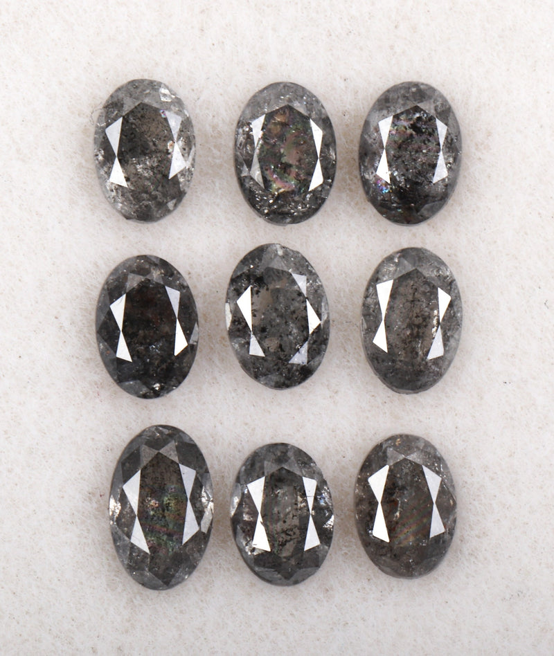 1.11 CT, 4.0 x 2.5 mm Salt and Pepper Oval Cut Diamonds
