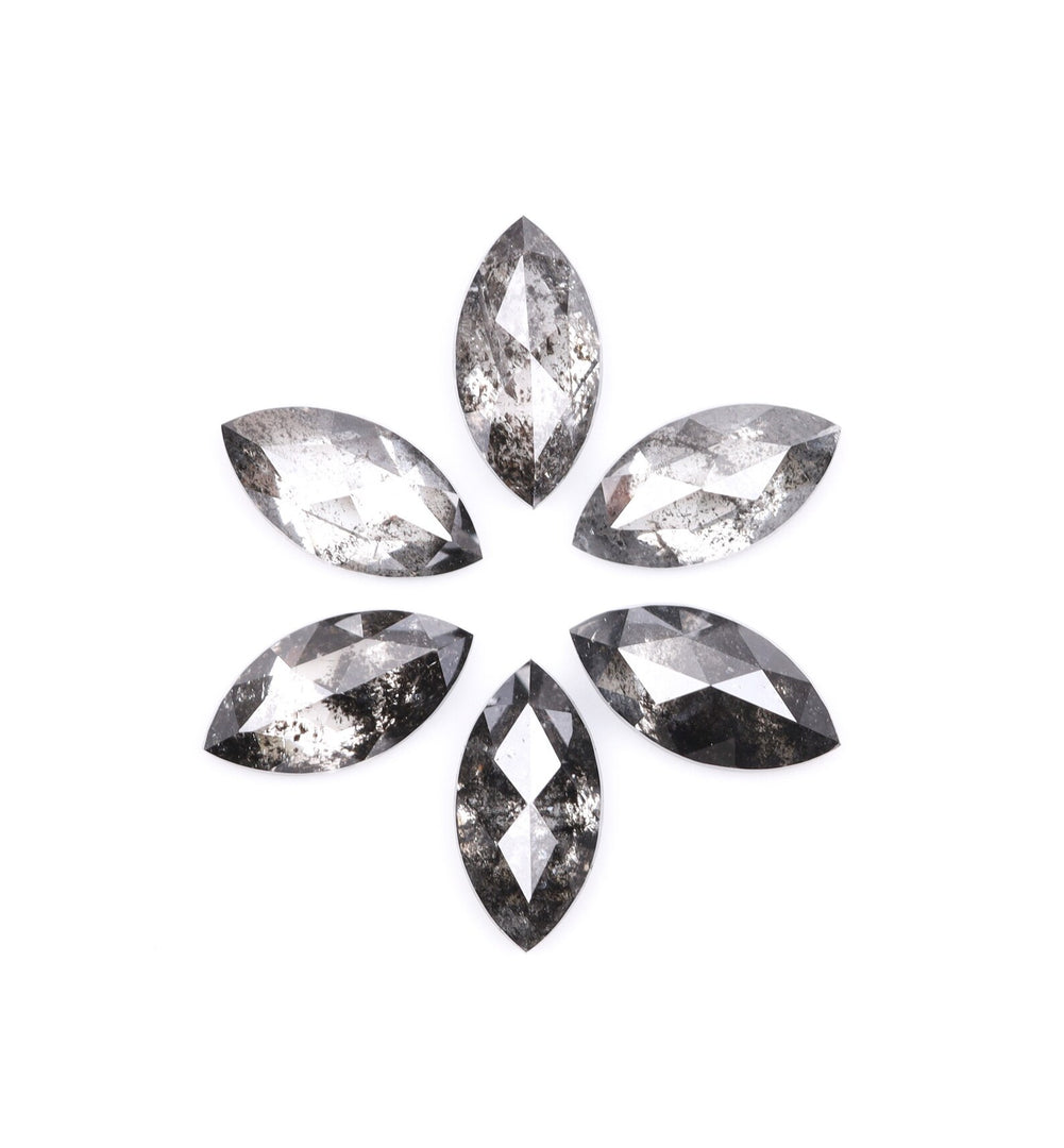 1.02 CT, 5.0 x 2.5 mm Salt and Pepper Marquise Cut Diamonds – 6 PCS | OM7347