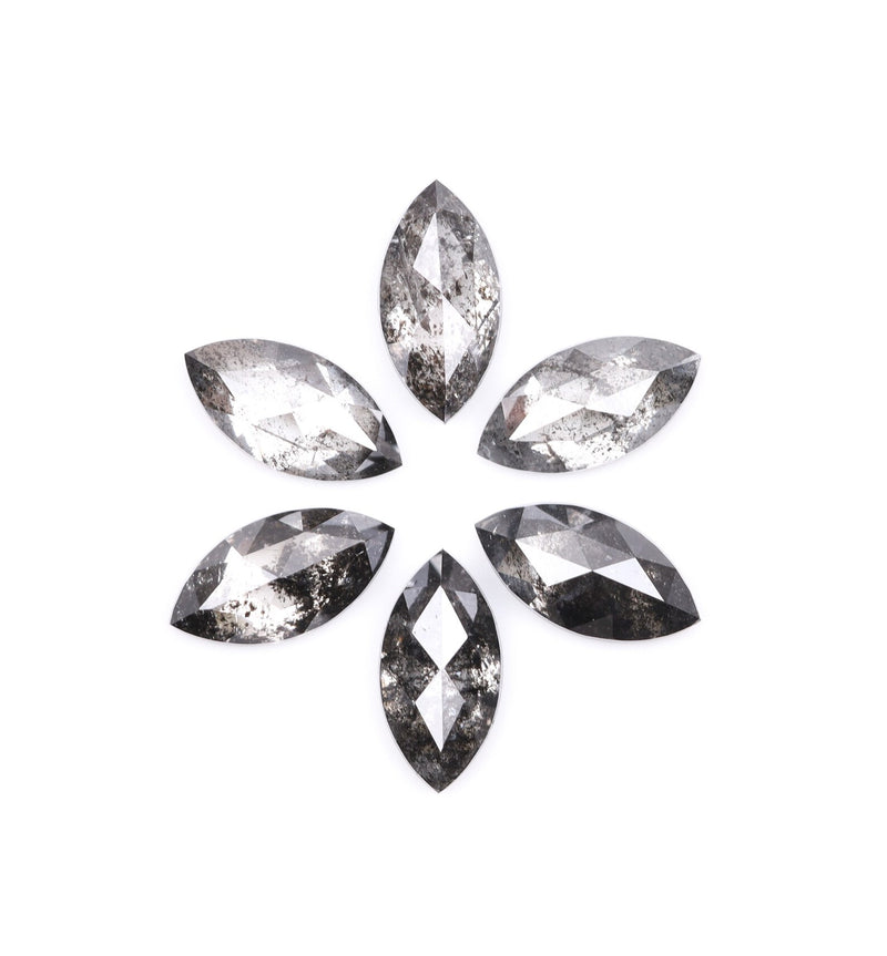1.02 CT, 5.0 x 2.5 mm Salt and Pepper Marquise Cut Diamonds – 6 PCS | OM7347