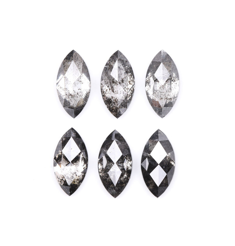 1.02 CT, 5.0 x 2.5 mm Salt and Pepper Marquise Cut Diamonds – 6 PCS | OM7347