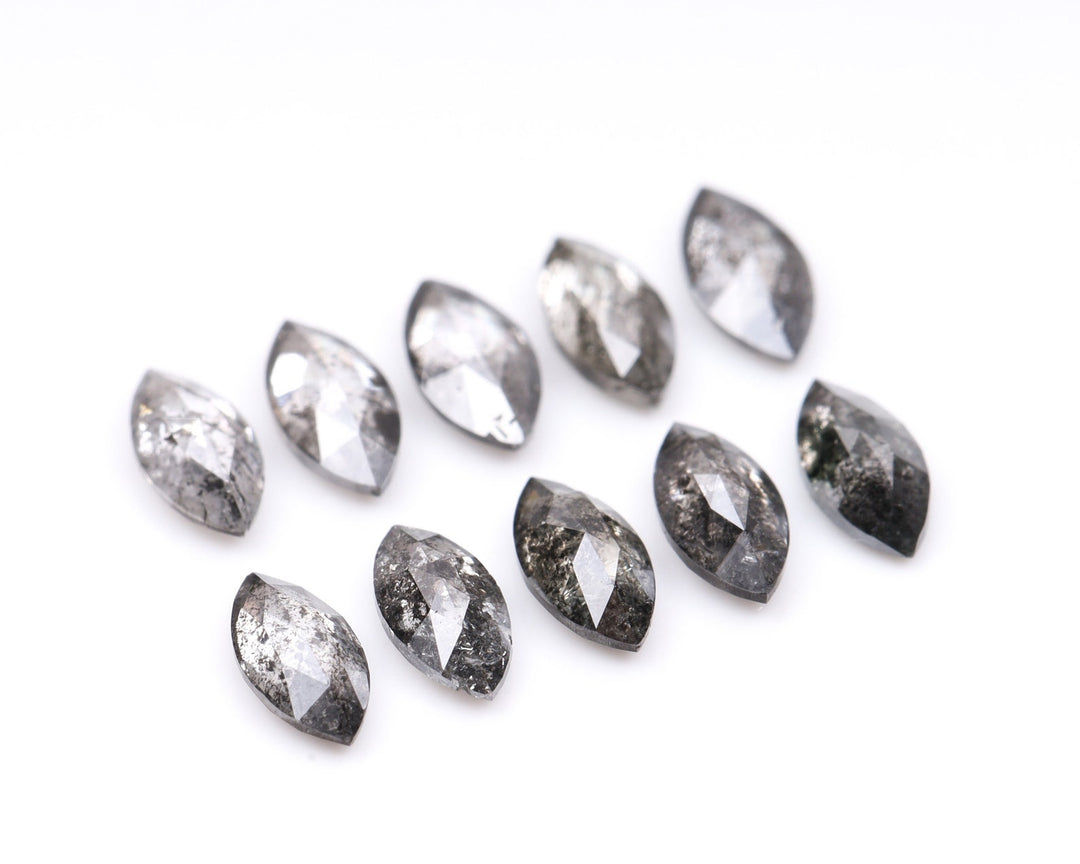 1.05 CT, 4.0 x 2.5 mm Salt and Pepper Marquise Cut Diamonds – 10 PCS