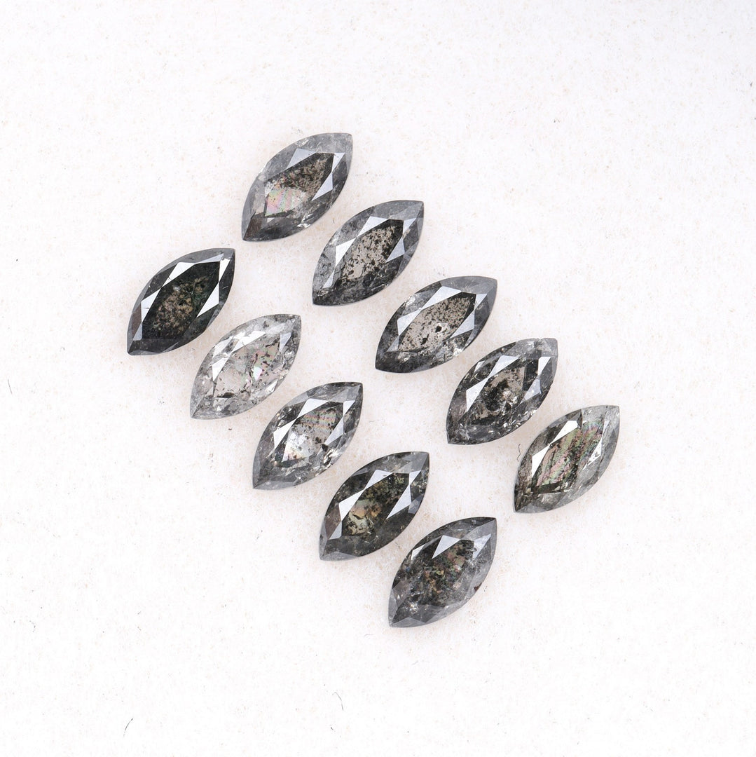 1.05 CT, 4.0 x 2.5 mm Salt and Pepper Marquise Cut Diamonds – 10 PCS