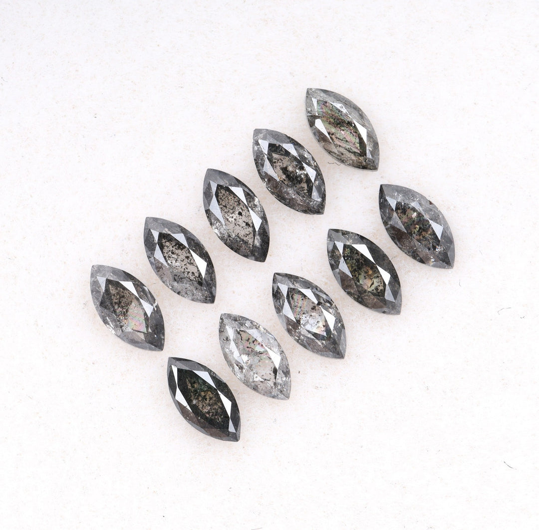 1.05 CT, 4.0 x 2.5 mm Salt and Pepper Marquise Cut Diamonds – 10 PCS