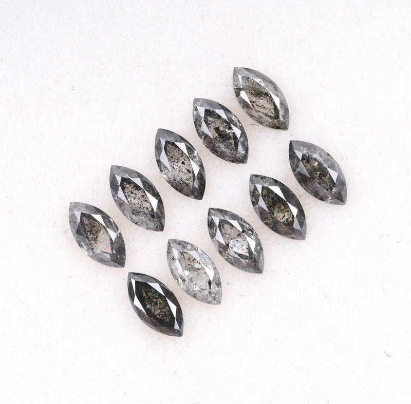 1.05 CT, 4.0 x 2.5 mm Salt and Pepper Marquise Cut Diamonds – 10 PCS