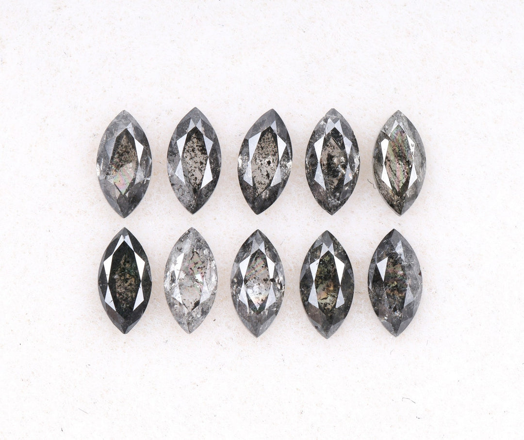 1.05 CT, 4.0 x 2.5 mm Salt and Pepper Marquise Cut Diamonds – 10 PCS
