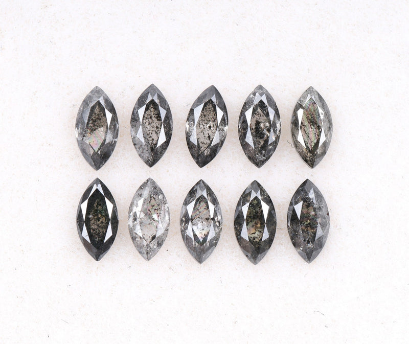 1.05 CT, 4.0 x 2.5 mm Salt and Pepper Marquise Cut Diamonds – 10 PCS