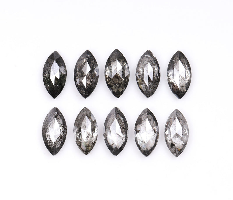 1.05 CT, 4.0 x 2.5 mm Salt and Pepper Marquise Cut Diamonds – 10 PCS
