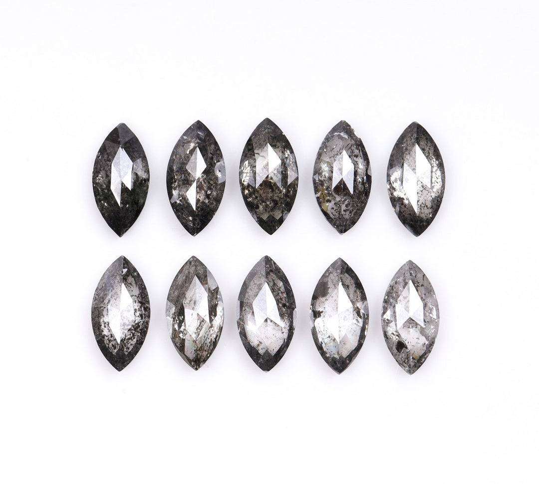 1.05 CT, 4.0 x 2.5 mm Salt and Pepper Marquise Cut Diamonds – 10 PCS