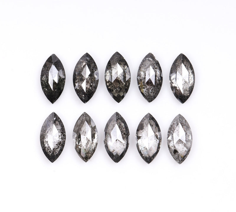 1.05 CT, 4.0 x 2.5 mm Salt and Pepper Marquise Cut Diamonds – 10 PCS
