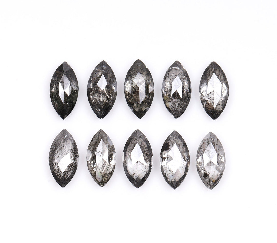 1.05 CT, 4.0 x 2.5 mm Salt and Pepper Marquise Cut Diamonds – 10 PCS