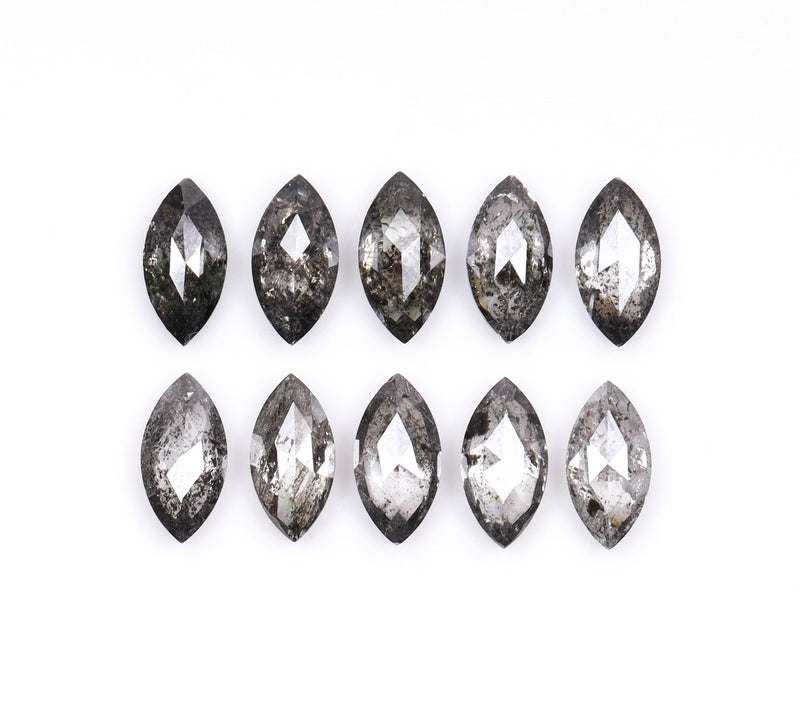 1.05 CT, 4.0 x 2.5 mm Salt and Pepper Marquise Cut Diamonds – 10 PCS