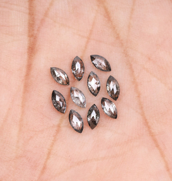 1.05 CT, 4.0 x 2.5 mm Salt and Pepper Marquise Cut Diamonds – 10 PCS