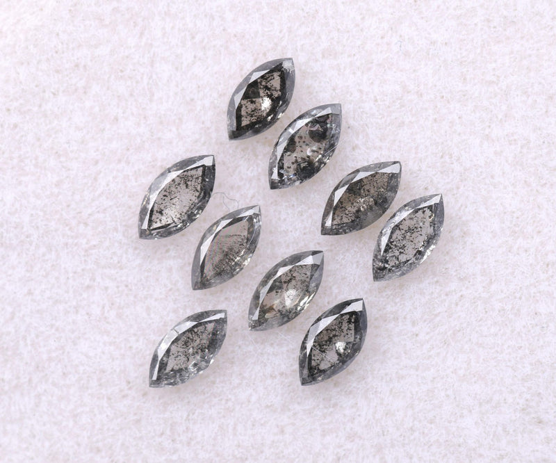 0.58 CT, 4.0 x 2.0 mm Salt and Pepper Marquise Cut Diamonds