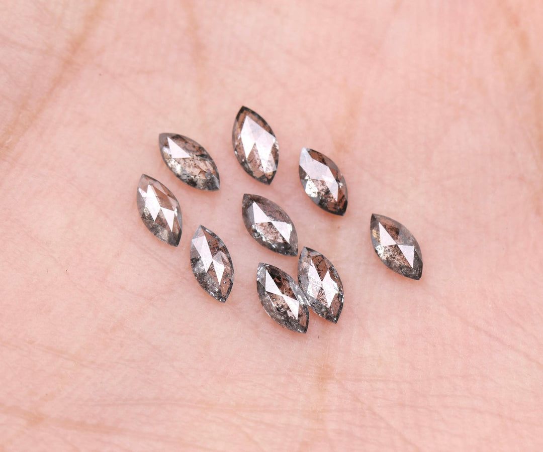 0.58 CT, 4.0 x 2.0 mm Salt and Pepper Marquise Cut Diamonds