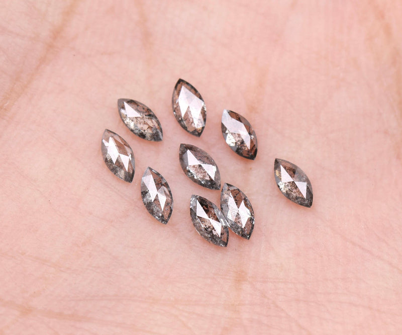 0.58 CT, 4.0 x 2.0 mm Salt and Pepper Marquise Cut Diamonds