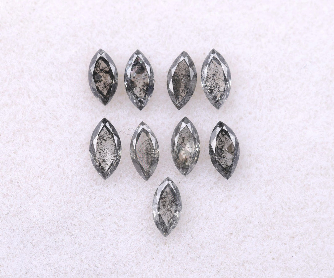 0.58 CT, 4.0 x 2.0 mm Salt and Pepper Marquise Cut Diamonds