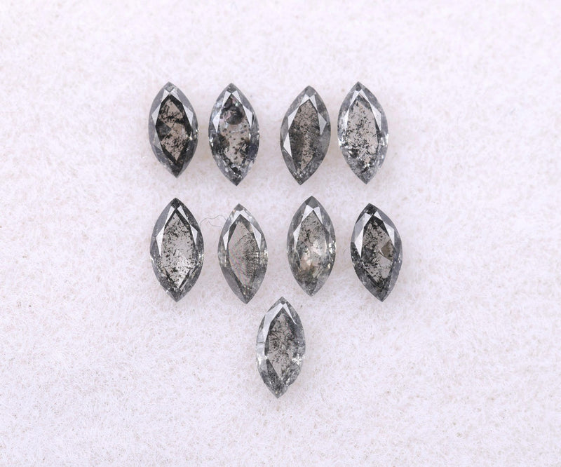 0.58 CT, 4.0 x 2.0 mm Salt and Pepper Marquise Cut Diamonds