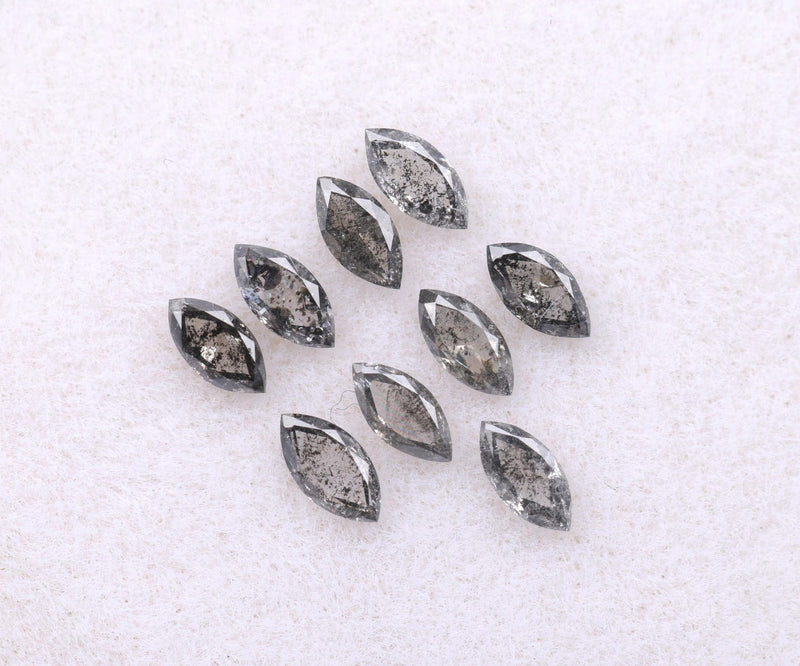 0.58 CT, 4.0 x 2.0 mm Salt and Pepper Marquise Cut Diamonds