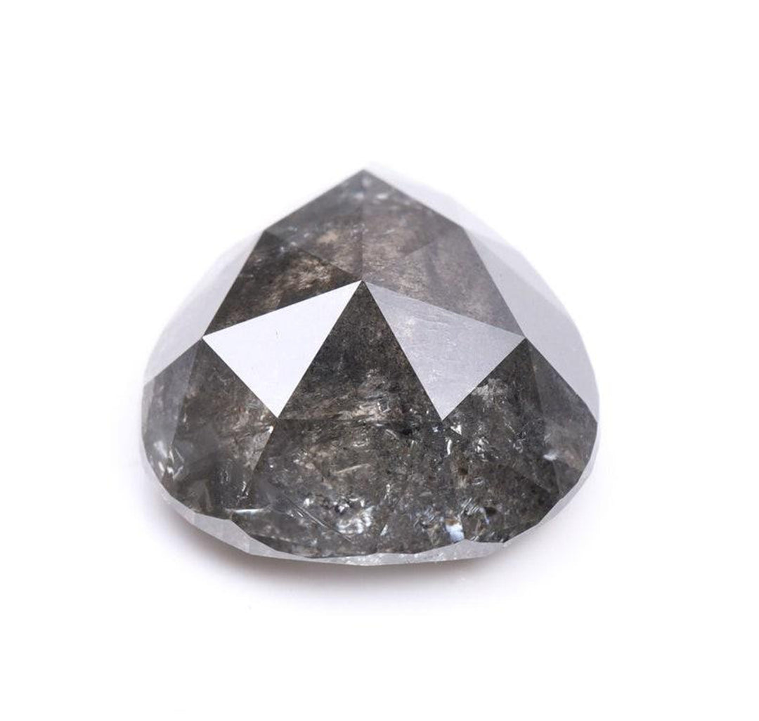 3.34 CT, 10.4 X 9.2 MM, Pear Cut Diamond, Natural Salt Pepper Diamond, Solitaire Loose Rustic Diamond, Teardrop Shape Diamond For Jewelry