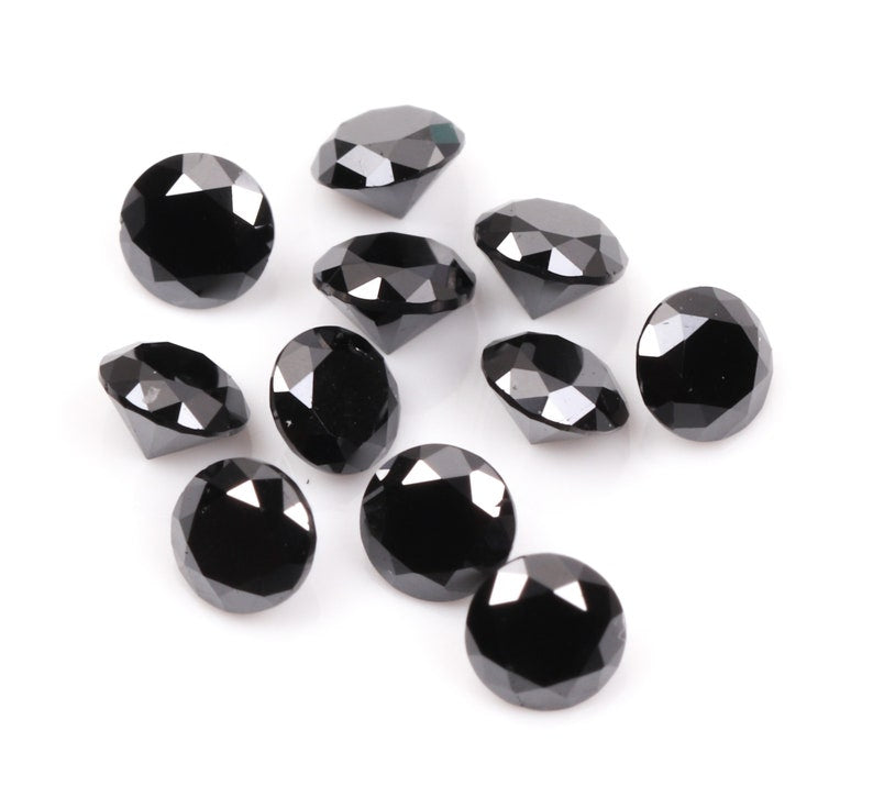 1 CT, 1.3 TO 2.0 MM Natural Black Diamond Round Brilliant Cut Diamond