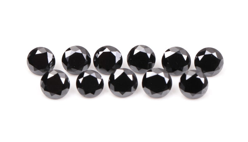 1 CT, 1.3 TO 2.0 MM Natural Black Diamond Round Brilliant Cut Diamond