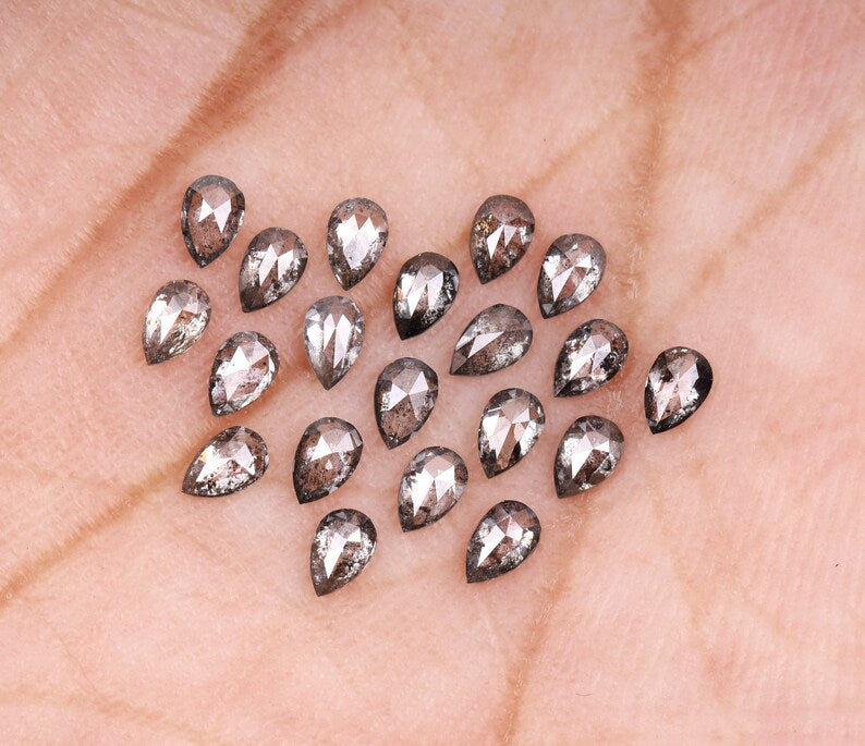 4 x 2.5 MM Salt and Pepper Pear Cut Diamond – Natural Loose Diamond