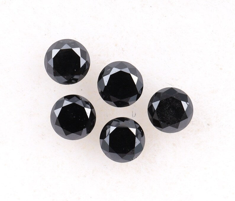 3.6 MM to 4.0 MM Enhanced Black Round Brilliant Cut Diamonds - Minimal Carbon