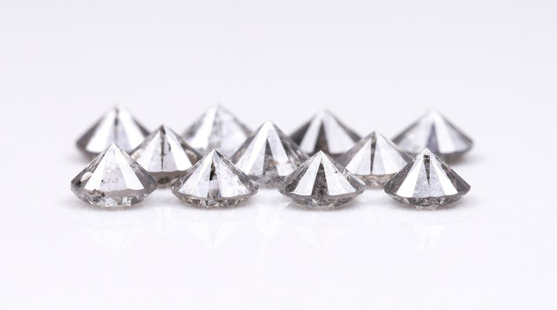 3.1 To 3.5 MM - Salt And Pepper Round Brilliant Cut Diamond - Minimal Carbon