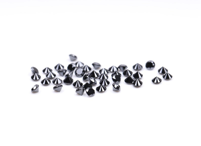 1.6 MM to 2.0 MM Enhanced Black Round Brilliant Cut Diamonds - Minimal Carbon