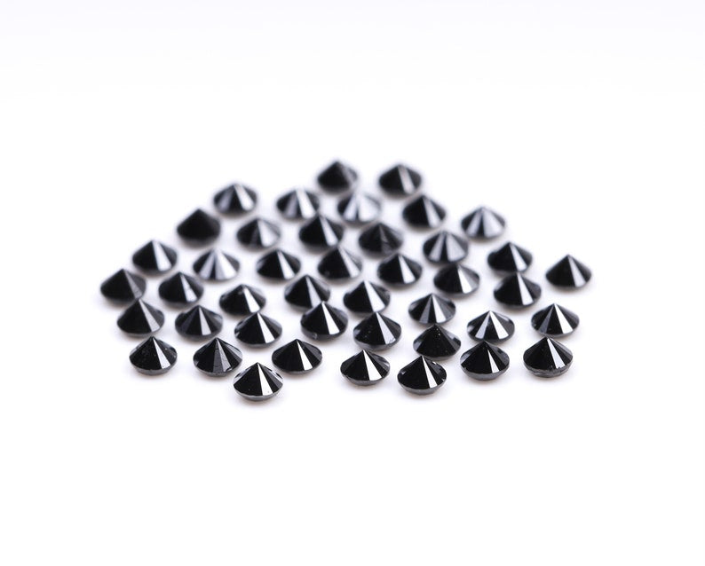 1.6 MM to 2.0 MM Enhanced Black Round Brilliant Cut Diamonds - Minimal Carbon