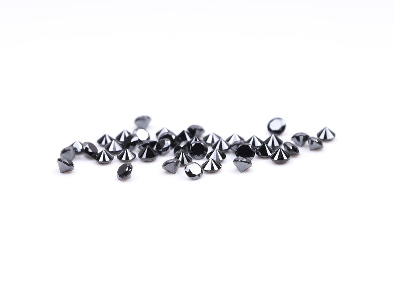 1.6 MM to 2.0 MM Enhanced Black Round Brilliant Cut Diamonds - Minimal Carbon