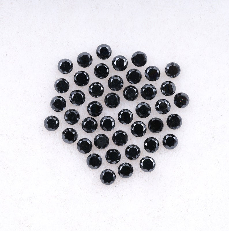 1.6 MM to 2.0 MM Enhanced Black Round Brilliant Cut Diamonds - Minimal Carbon