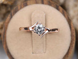Rose Gold Salt and Pepper Diamond Engagement Ring  | Crescent Claw Prong Bridal Ring