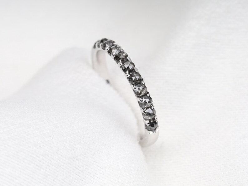 Dainty Eternity Modern Salt and Pepper Diamond Band