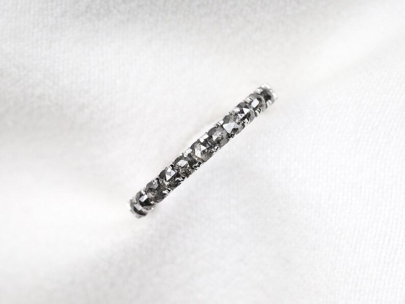 Dainty Eternity Modern Salt and Pepper Diamond Band