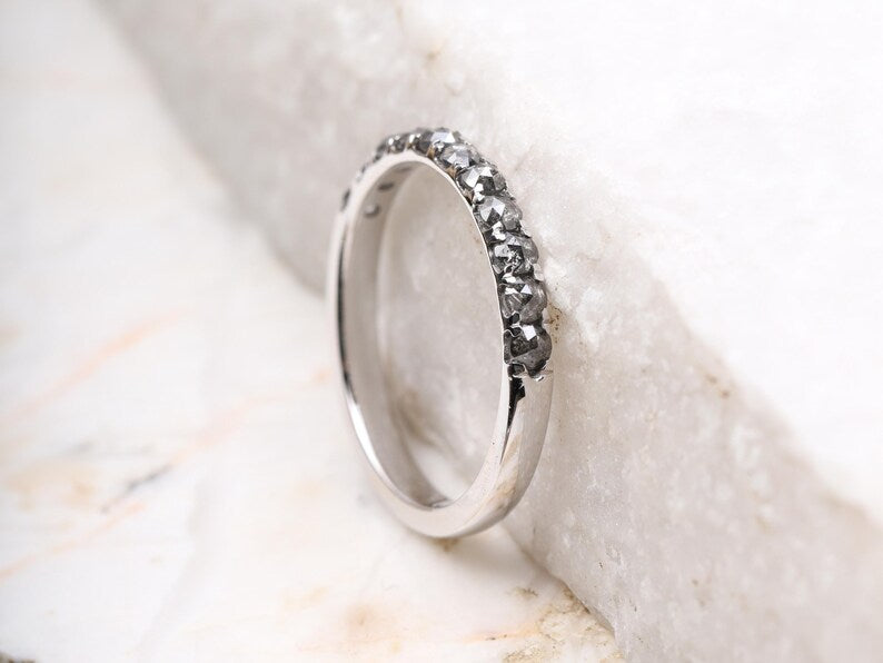 Dainty Eternity Modern Salt and Pepper Diamond Band