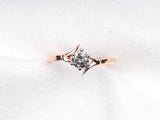 Rose Gold Salt and Pepper Diamond Engagement Ring  | Crescent Claw Prong Bridal Ring