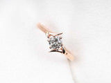 Rose Gold Salt and Pepper Diamond Engagement Ring  | Crescent Claw Prong Bridal Ring