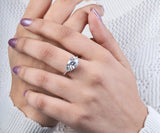 Cushion Cut Diamond Ring with Side Accents in Silver